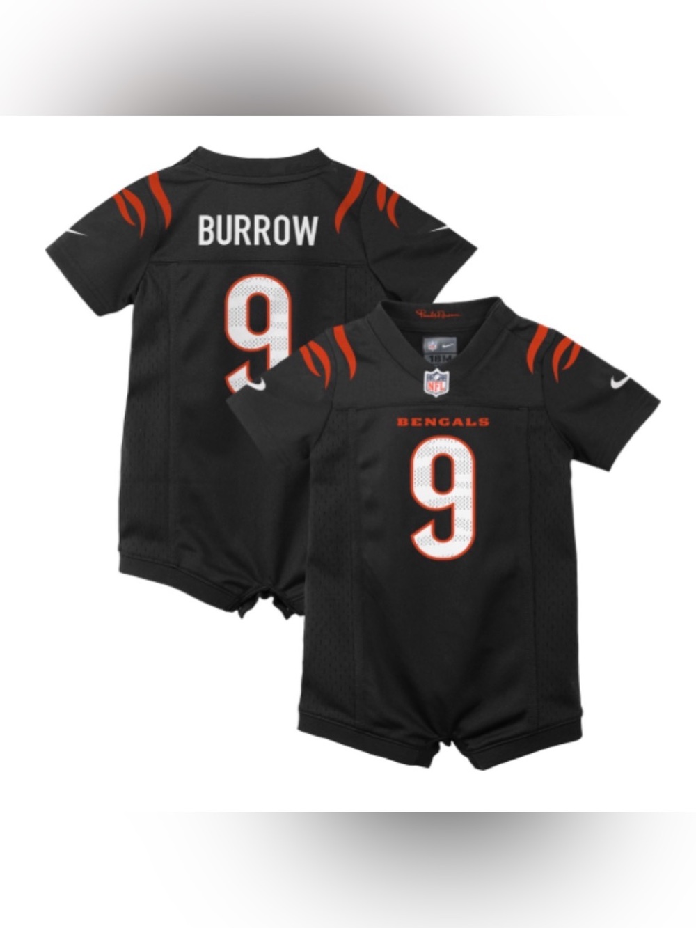 Joe Burrow Cincinnati Bengals Nike Baby Jersey Romper Black New